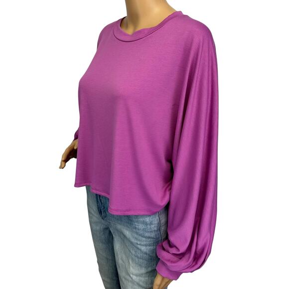 2/$30 Blue Blush Boxy Cropped Sweatshirt Purple Pink Oversized Size L - Picture 4 of 11